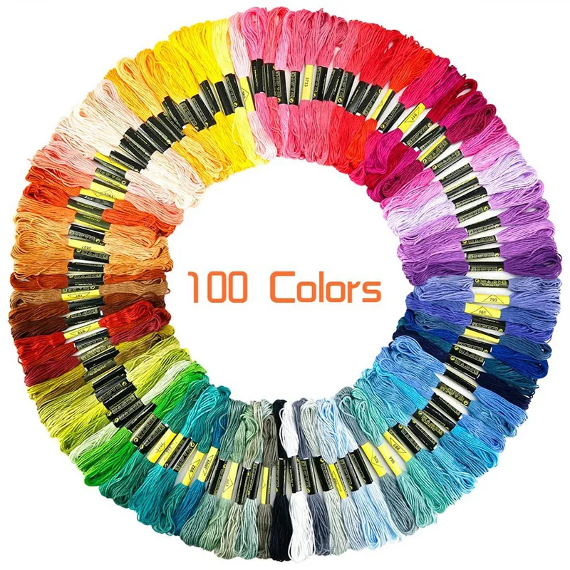Silk Woven Jewelry Threads DIY Embroidered Thread 447 Skeins Embroidery Floss Cross Stitch Thread with Needles