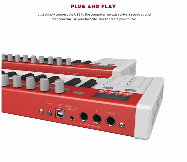 Midiplus Brand Piano Keyboard Dynamic Touch Sensitive Keys with USB 61 Mid Size Controller Simple Synthesizer Electronic Organ
