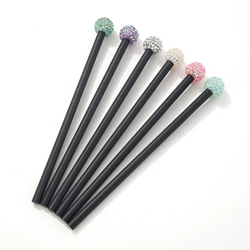 Customized Logo 7 Inch Black Wood Pencil Round Shape Standard Pencil Graphite Pencil