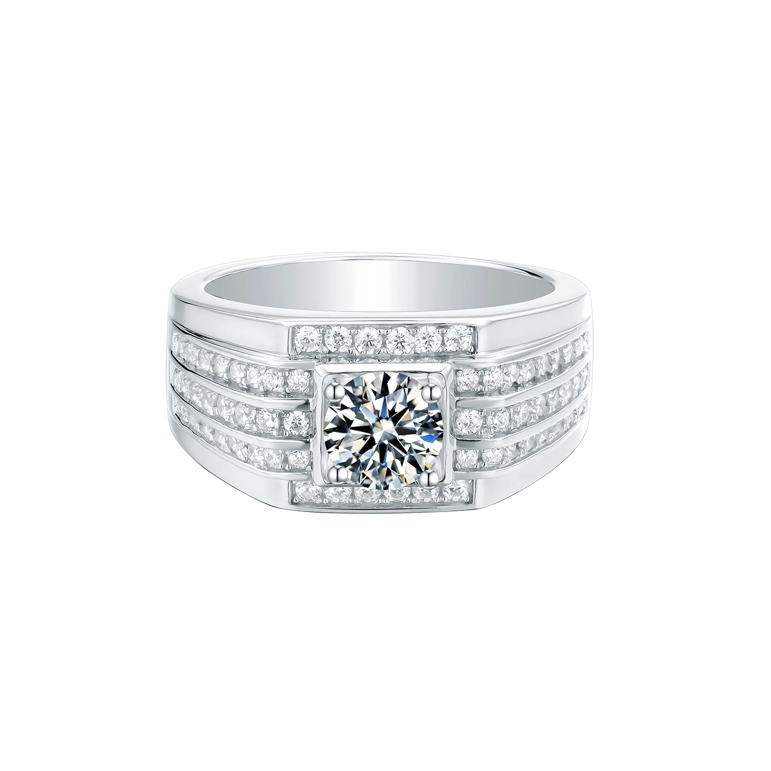 white gold plated moissanite ring for men real silver ring for mens finger 1 ct d color moissanite men jewelry