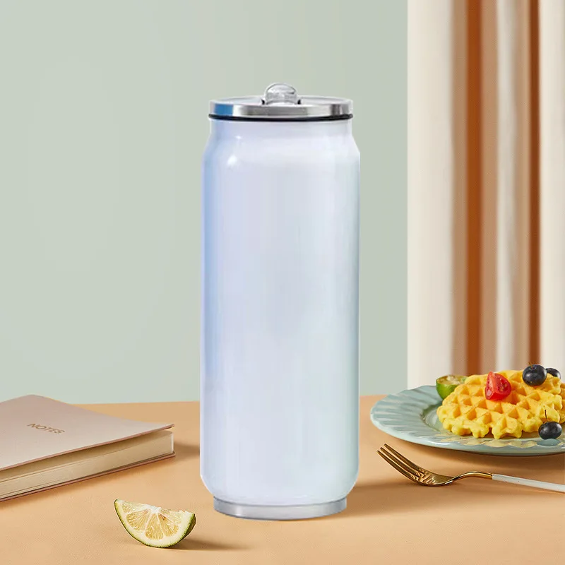 Stainless Steel Double Wall Vacuum 500 ml  Cola Soda Cokes Can Bottle Thermos Water Bottle With Flip Lid And Straw