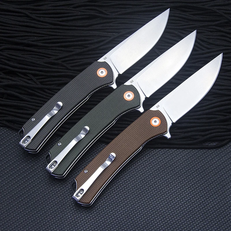 High Quality D2 Steel With Carbon Fiber Handle Outdoor Camping Survival Knives Pocket Portable Tactical Folding Blade Knife