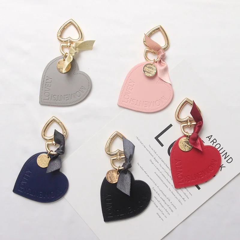 Fashion Leather Brass Metal Heart Shape Key Ring Keychain Girl Door Opener Souvenir Christmas Gift