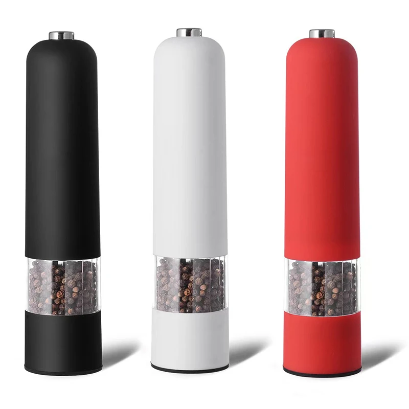 Plastic ABS electric pepper mill transparent battery coarse salt grinder modern minimalist kitchen electric seasoning grinder