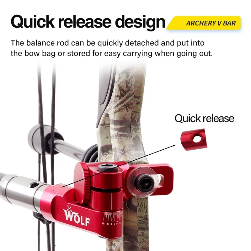 Archery Bow Stabilizer Single Side V Bar Adjustable Bow Balance Rod Quick Disconnect Mount Compound Bow and Arrow Equipment