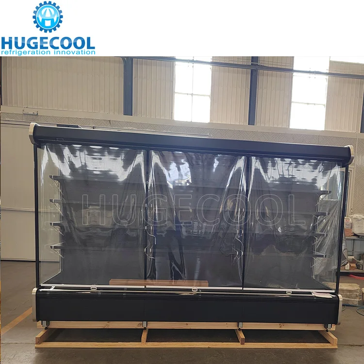 Remote type supermarket upright multideck chiller , open chiller Showcase for vegetables and fruits display