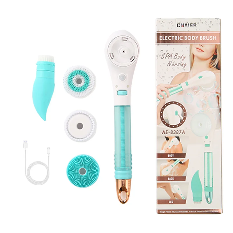 2023 Auto Bubble USB Rechargeable Waterproof Exfoliate Clean Long Handel Back Scrubber Bath Shower Mssage  Electric Body Brush