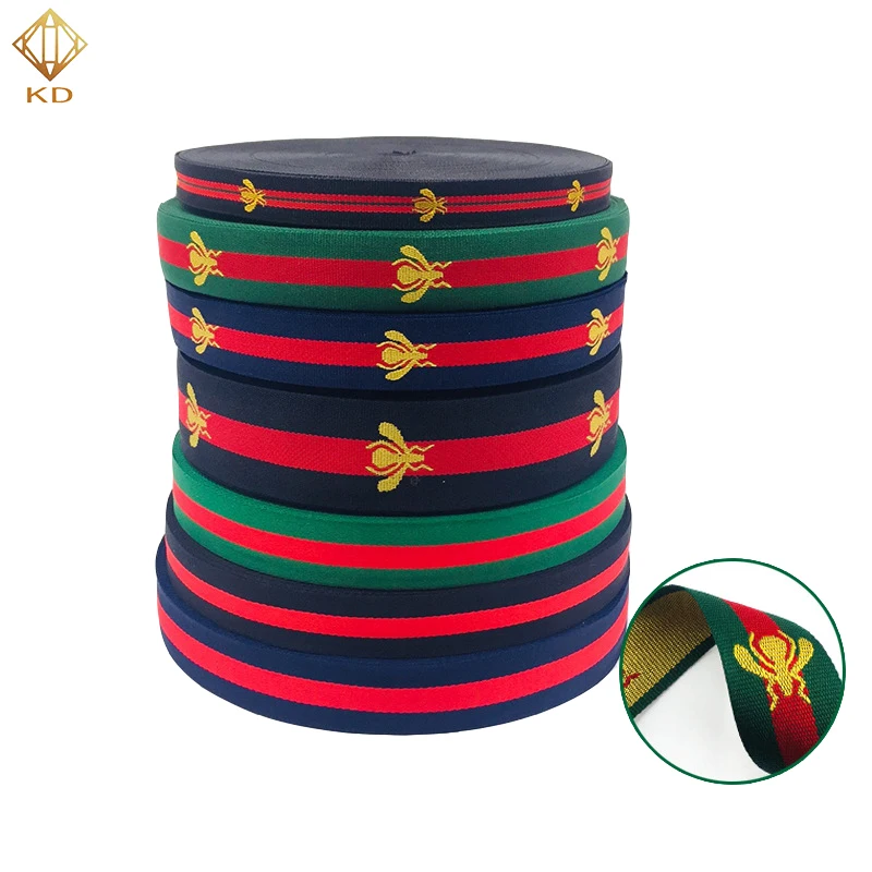 High quality knit woven jacquard ribbon white and black stripe tape webbing for sportswear decoration