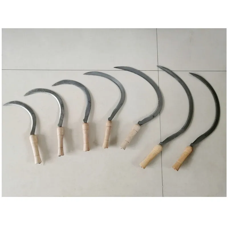 factory directly sickle 202  SI202 8 inch -20inchfarming wooden handle harvesting sickle cutter  garden farming tools