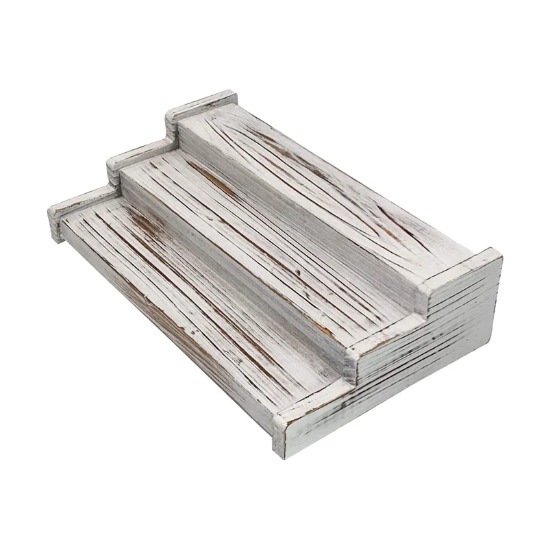 Rustic White 3 Tier Wooden Spice Rack Distressed Farmhouse Spice Rack Organizer