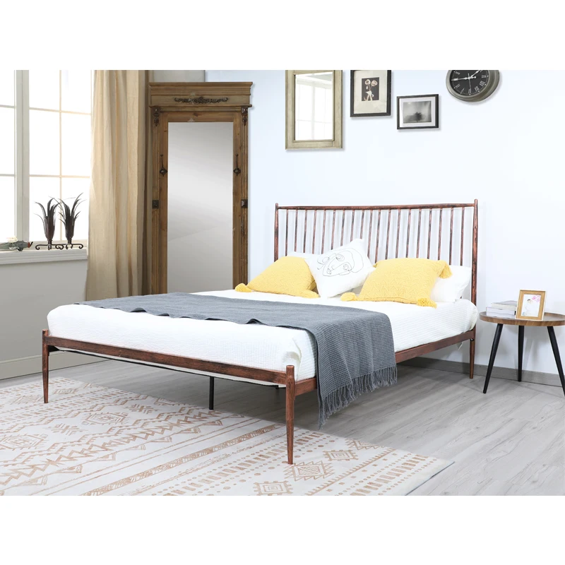Luxury Industrial Antique Metal Beds Design Vintage Solid Sturdy Bronze Steel Metal Frame Beds