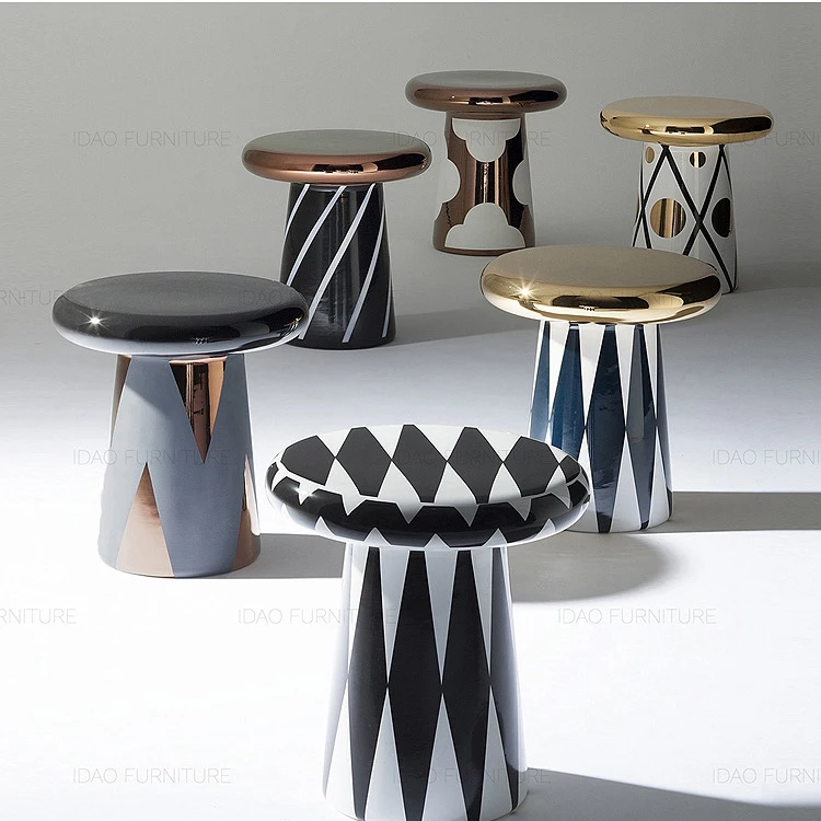 style restoring ancient country style golden stitching design coffee table side table