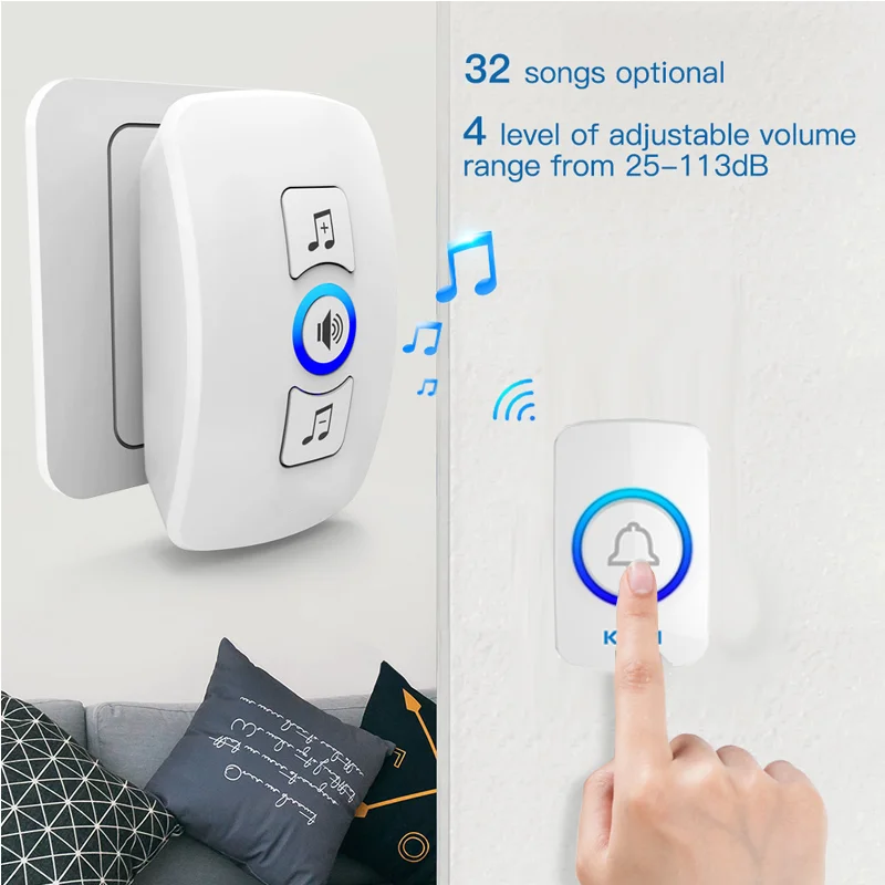 Новый стиль дверной звонок IPX4 водонепроницаемый беспроводной умный M525 /F51 комплект