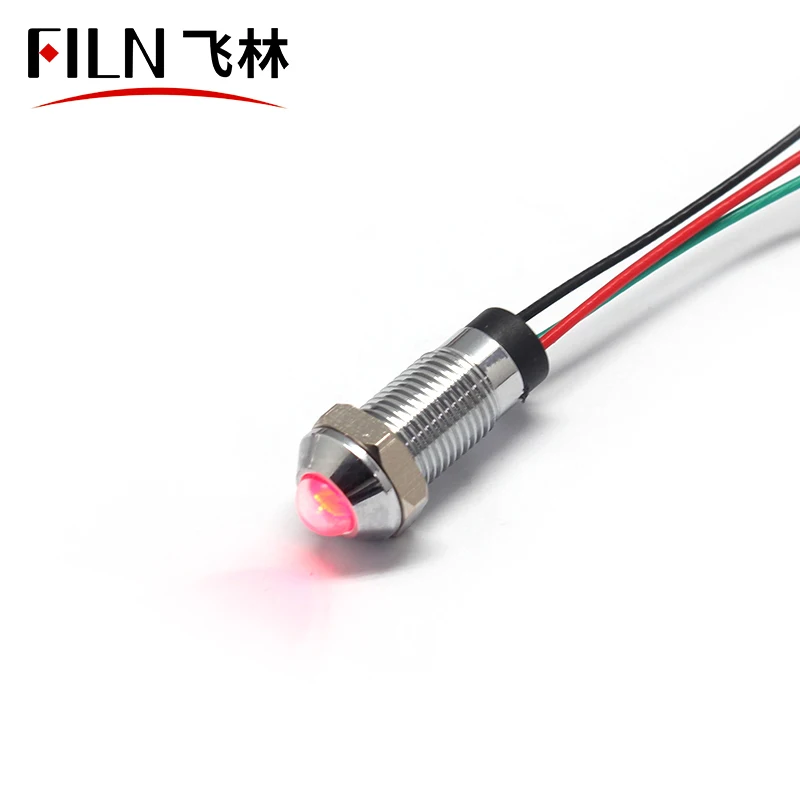 FILN 8MM HOLE RED&GREEN Red&Blue 220V 110V BI-COLOR motorcycle tail light with indicator brass copper 20cm