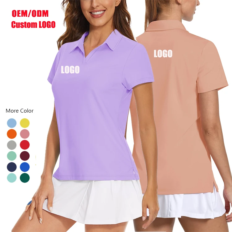 Быстросохнущие футболки оптовая продажа высокое качество OEM ODM пользовательские топ женская футболка-поло с коротким рукавом 2024