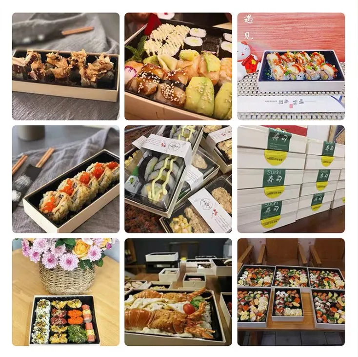 Disposable sushi packaging box Japanese bento wooden takeaway packaging box sample