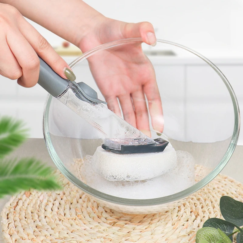 Unique multifunctional long handle cleaning brush dish scrubber with soap dispenser