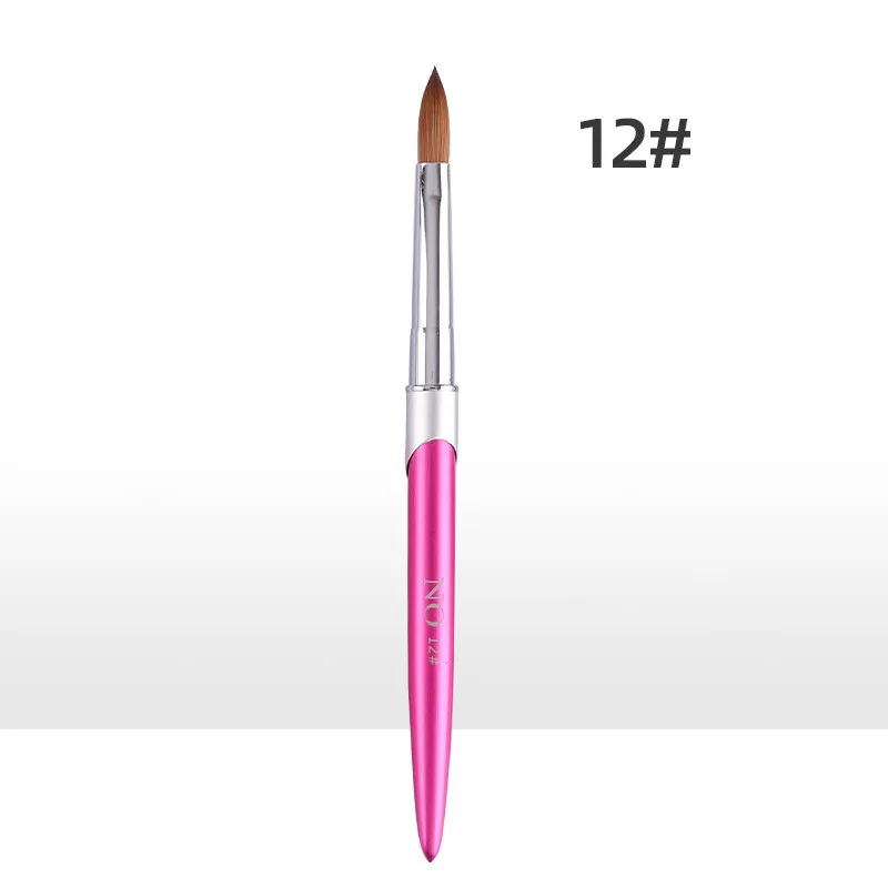 2023 Custom Logo Nail Brush Set Pink Metal Handle Acrylic Brush 100% Pure Kolinsky Hair Nail Art Tools