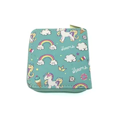 Cartoon Animal Printing Little Girl Wallet PU Leather Short Unicorn Coin Purse Wallet