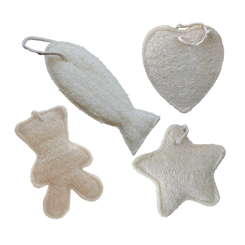 Heart Shape Organic Brush Natural Loofah Body Scrub Brush Biodegradable Loofah Bath Sponge