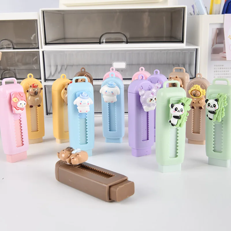School Supplies Cute Cartoon Student Stationery Kawaii Push-Pull Student Pencil Eraser Less Debris