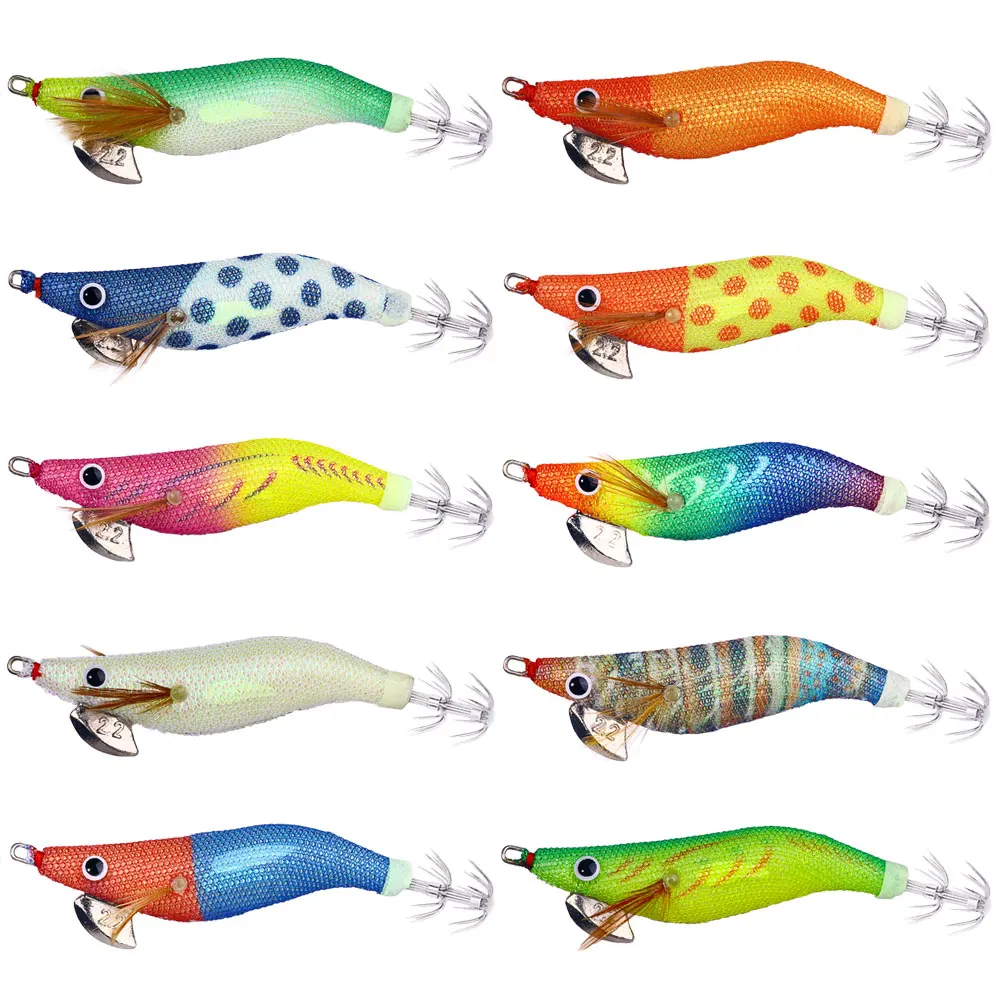 9.3CM-8.5G-12Hook 10colors squid jig hooks fishing bait jigging lure fishing lures saltwater