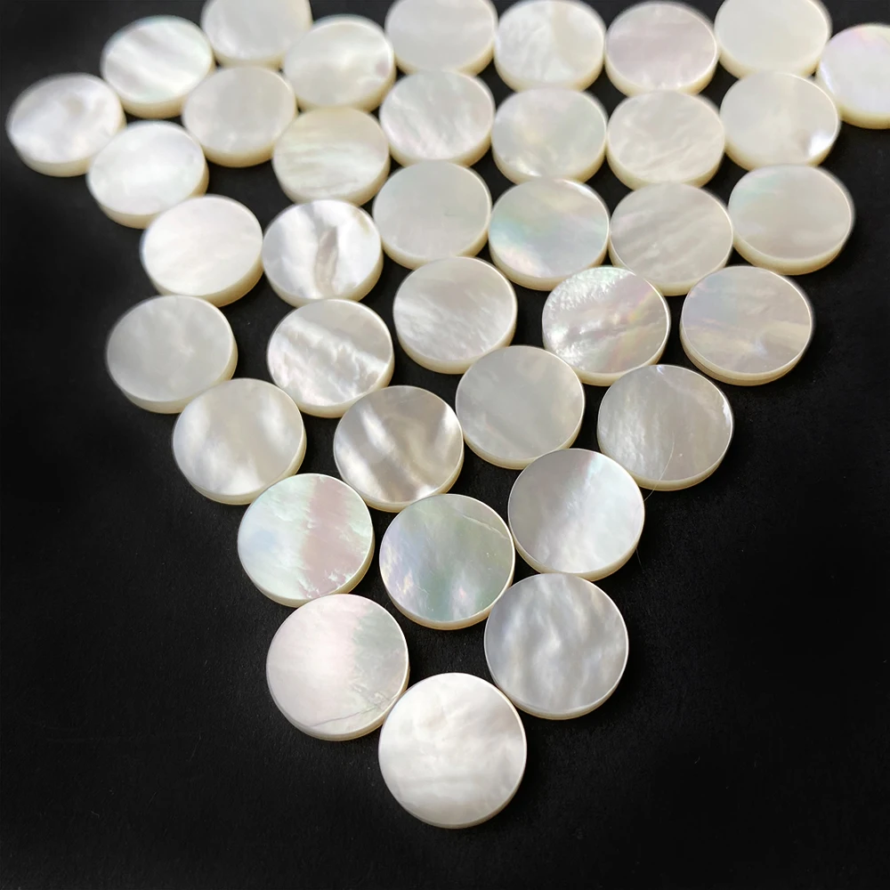 Wholesale white shells Customizable size shape Double flat cut round High quality Mother of pearl jewelry making Loose gemstone