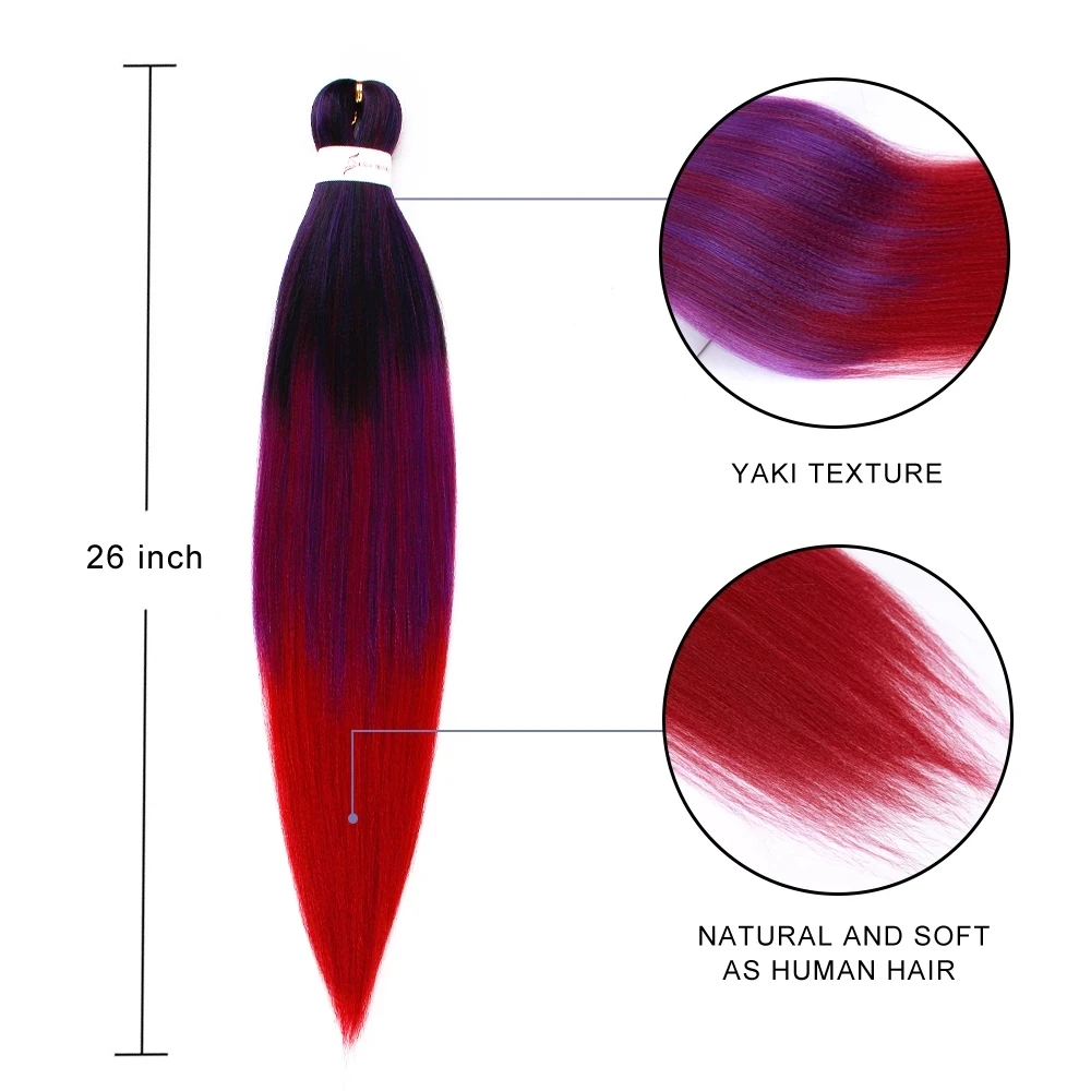 Synthetic Ombre Yaki Easy Braids Hair Jumbo Braiding Hair Extensions Pre Stretched for Women