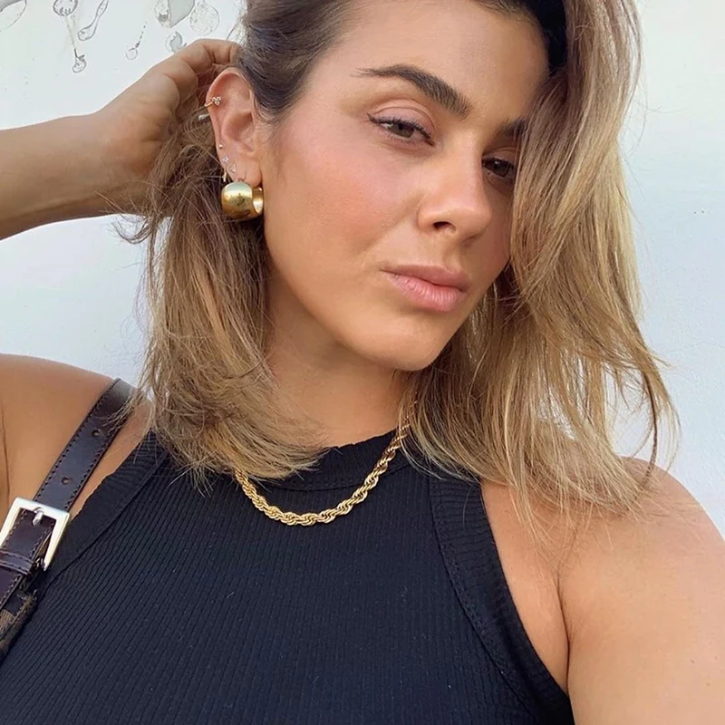 European American fashion retro gold plated twist necklace female short choker clavicle necklace stacking chain necklace