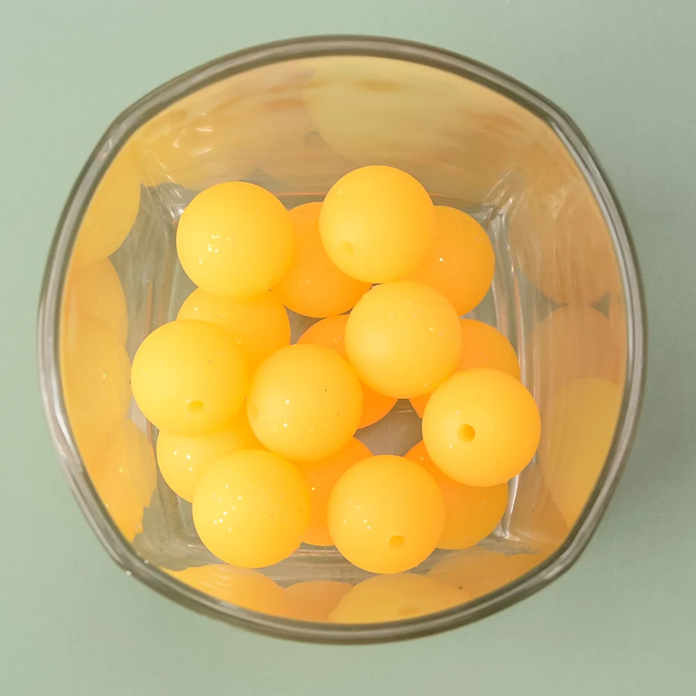 Borjay 2022 Low Moq New Custom Food Grade Bpa Free Wholesale Silicone Bead Glitter Soft 15mm 12mm Round Bulk For Jewelry Making