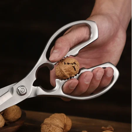 Steel Multifunctional Kitchen Scissors Walnut Scissors Sharp Kitchen Accessories Household Scissors