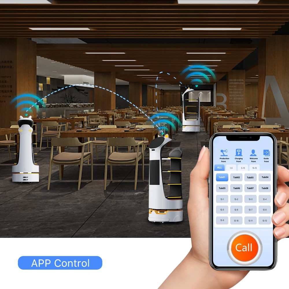 Anseboo Fast Food Delivery Robot Autonomous Smart Commercial Meal Delivery by Robot Self Driving With Screen For Restaurant