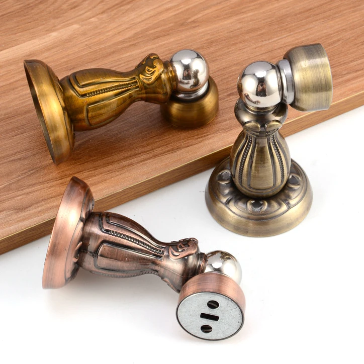 European Style Classical Interior Magnetic Door Stops Gold Brass Gate Door Dust Stopper