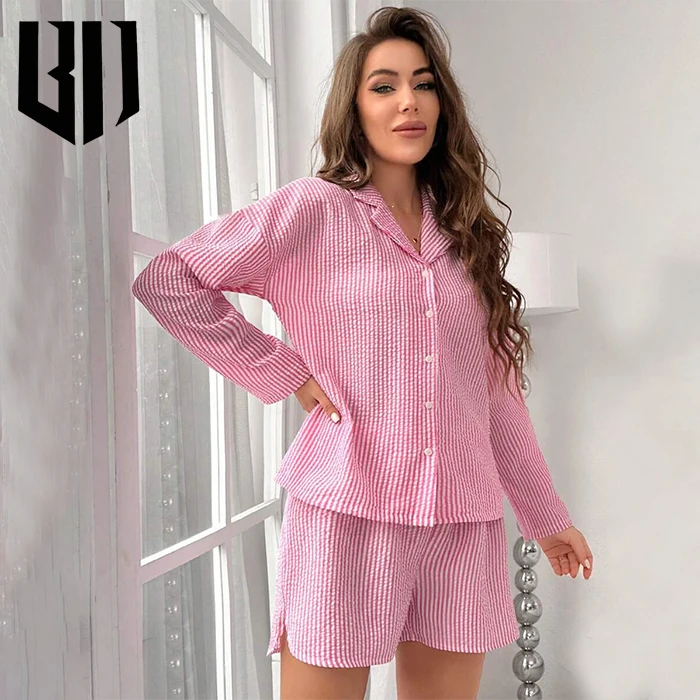 Factory Custom Ladies Cozy Sleepwear Nightwear Women Pajamas Set 2 Piece Set Women Pajamas Womens Pyjamas