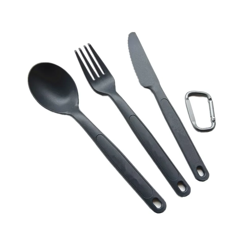 Eco-Friendly Ultra-light Spoon Fork and Knife 3-PC Cutlery Set Come With a carabiner for Travel Outdoor Camping and Hiking
