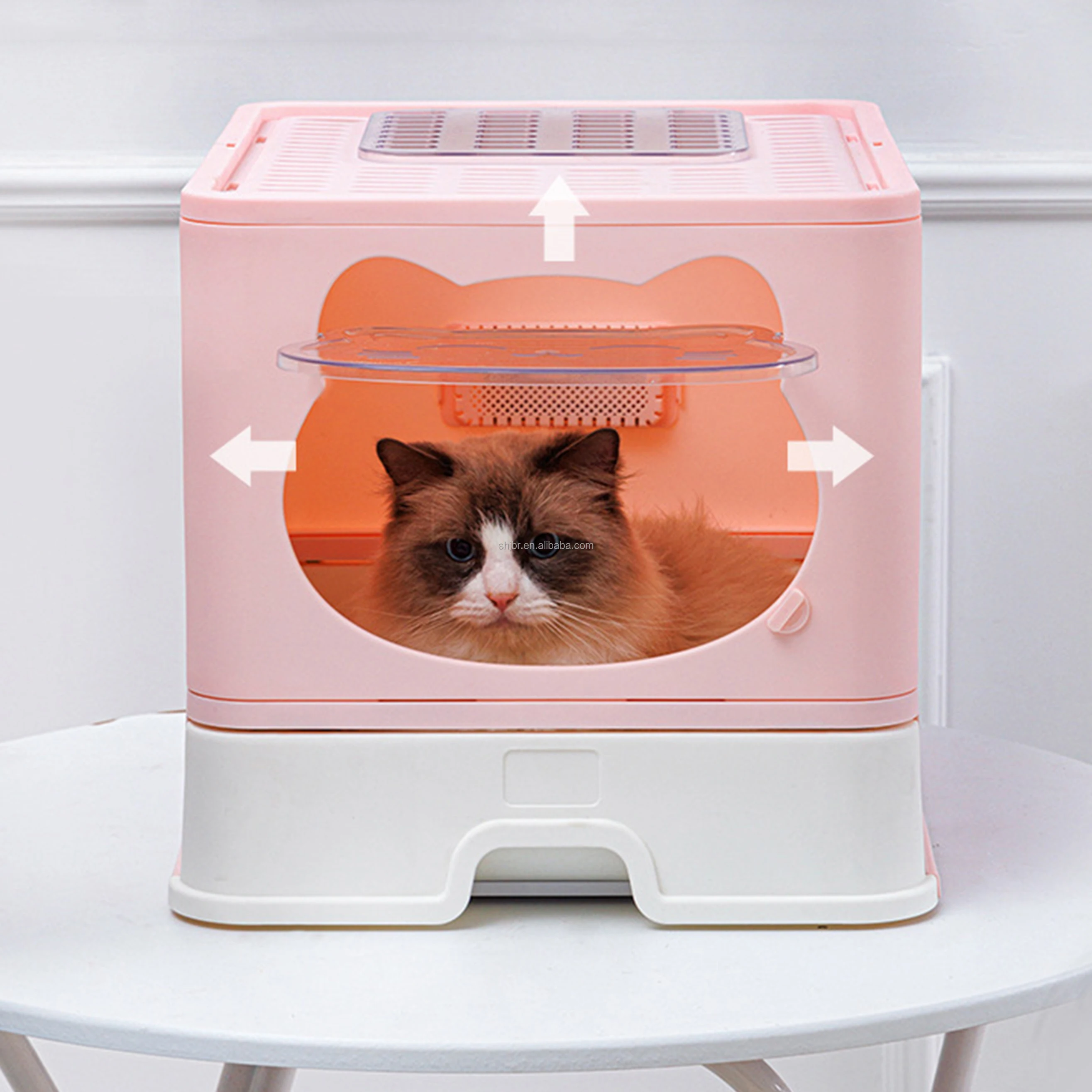 Cat sand basin Cat toilet full enclosed large-sized design easy to clean deodorant drawer type foldable cat sand box