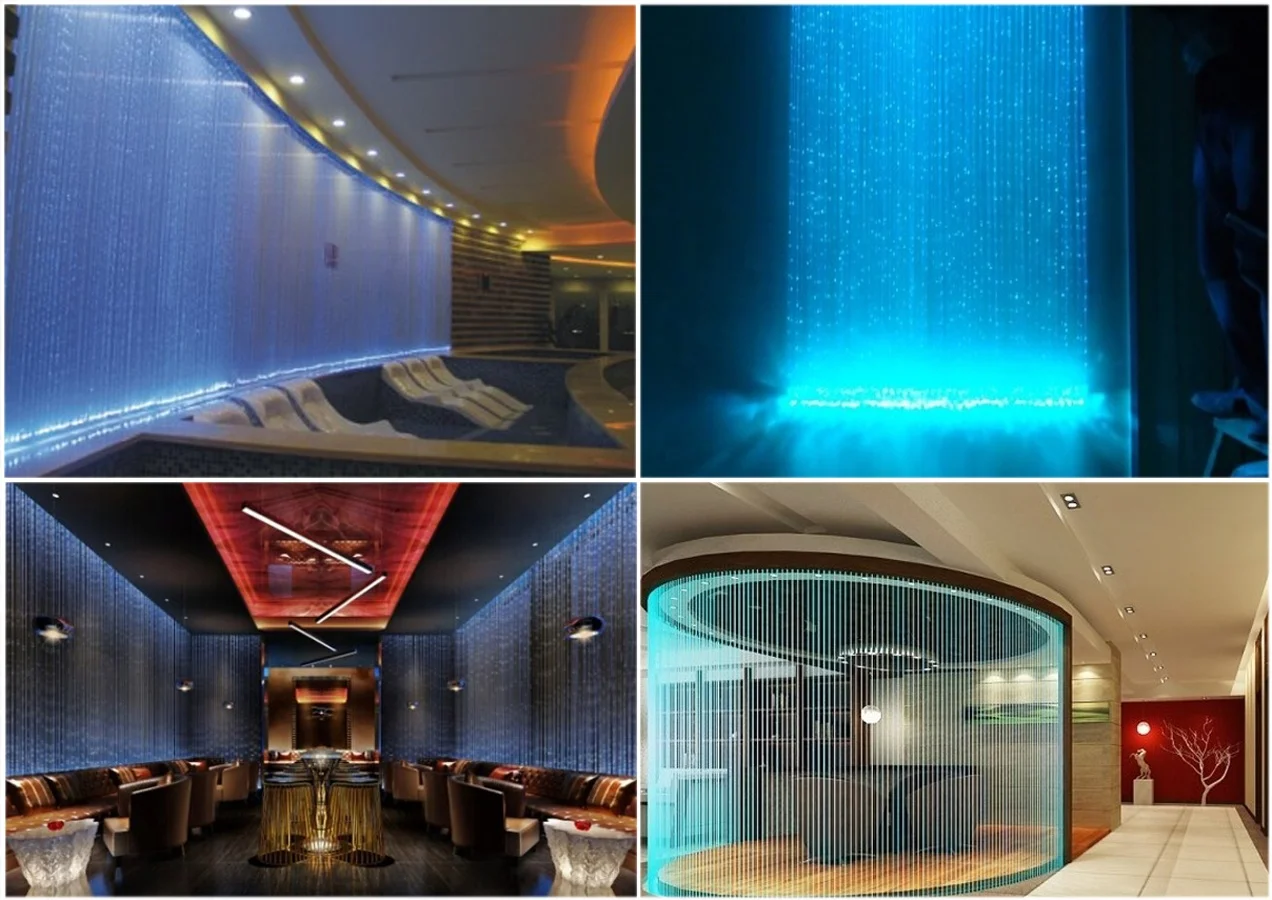 Multi-core 0.75mm sparkle light droplight optical fiber with clear sheath for interior fiber optic waterfall curtain lighting