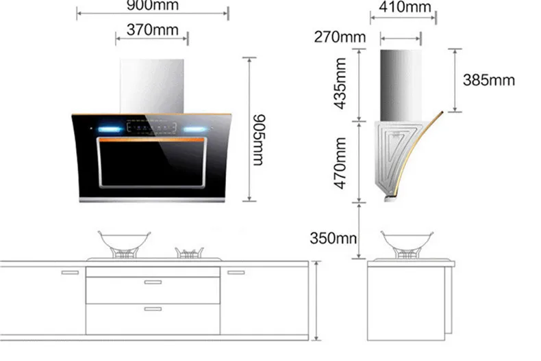 oem customized extractor range hood cooker hood for kitchen island high quality low price smart cooker range hoods
