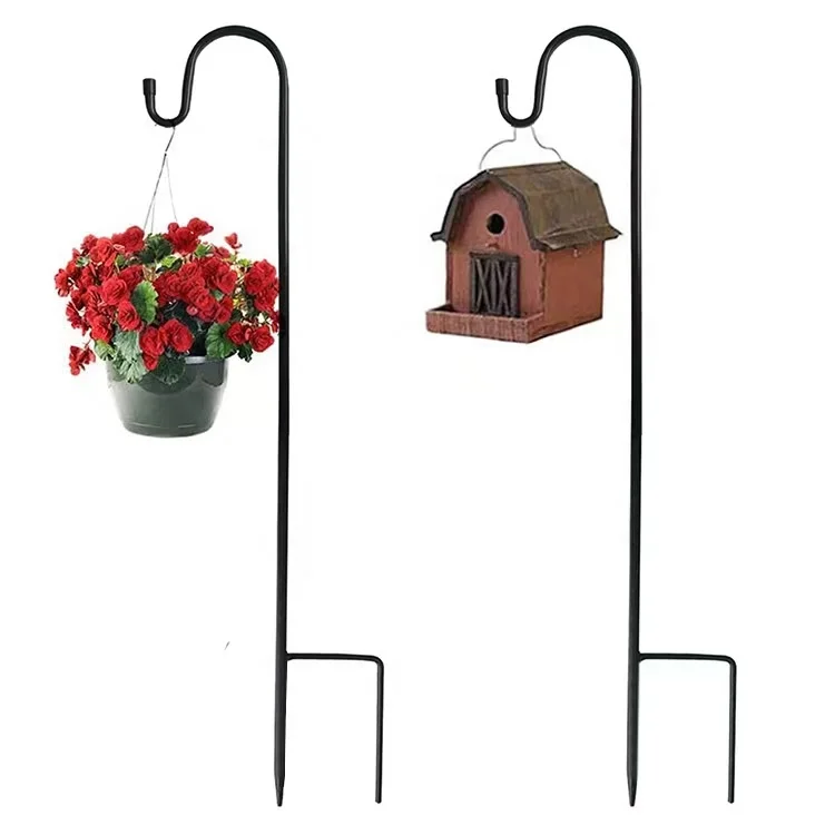 Garden ornaments Iron Heavy duty adjust height Shepherds hook Bird Feeder