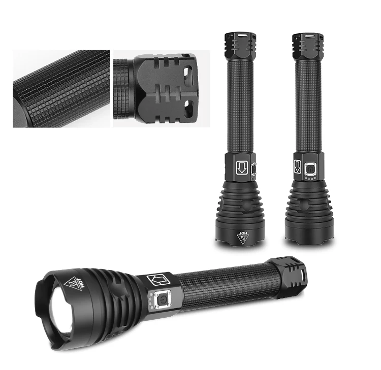 XHP90 LED Flashlight Zoom USB Rechargeable Power Display Powerful Torch 18650 26650 Handheld Light Flashlight