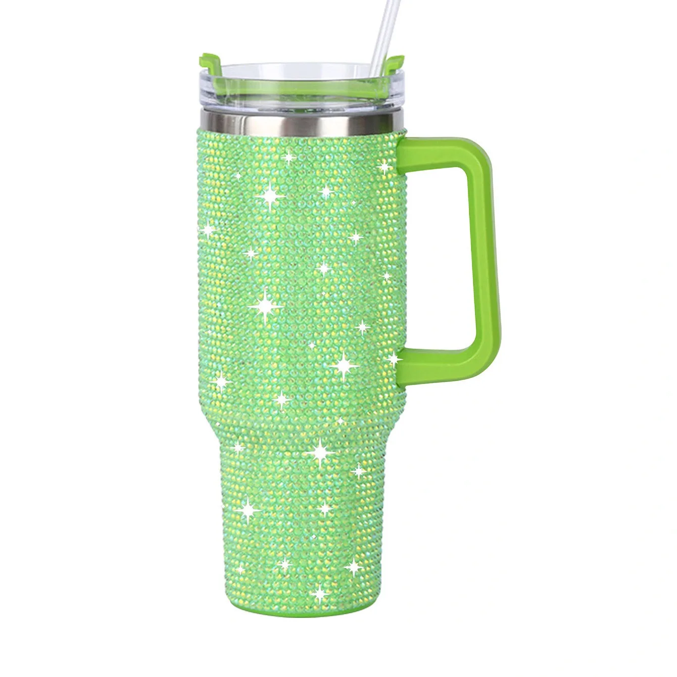 2024 Glitter 40oz Rhinestone Bling Diamond Tumbler With Handle Vacuum Insulated Stainless Steel Bottle Cup With Lid And Straw