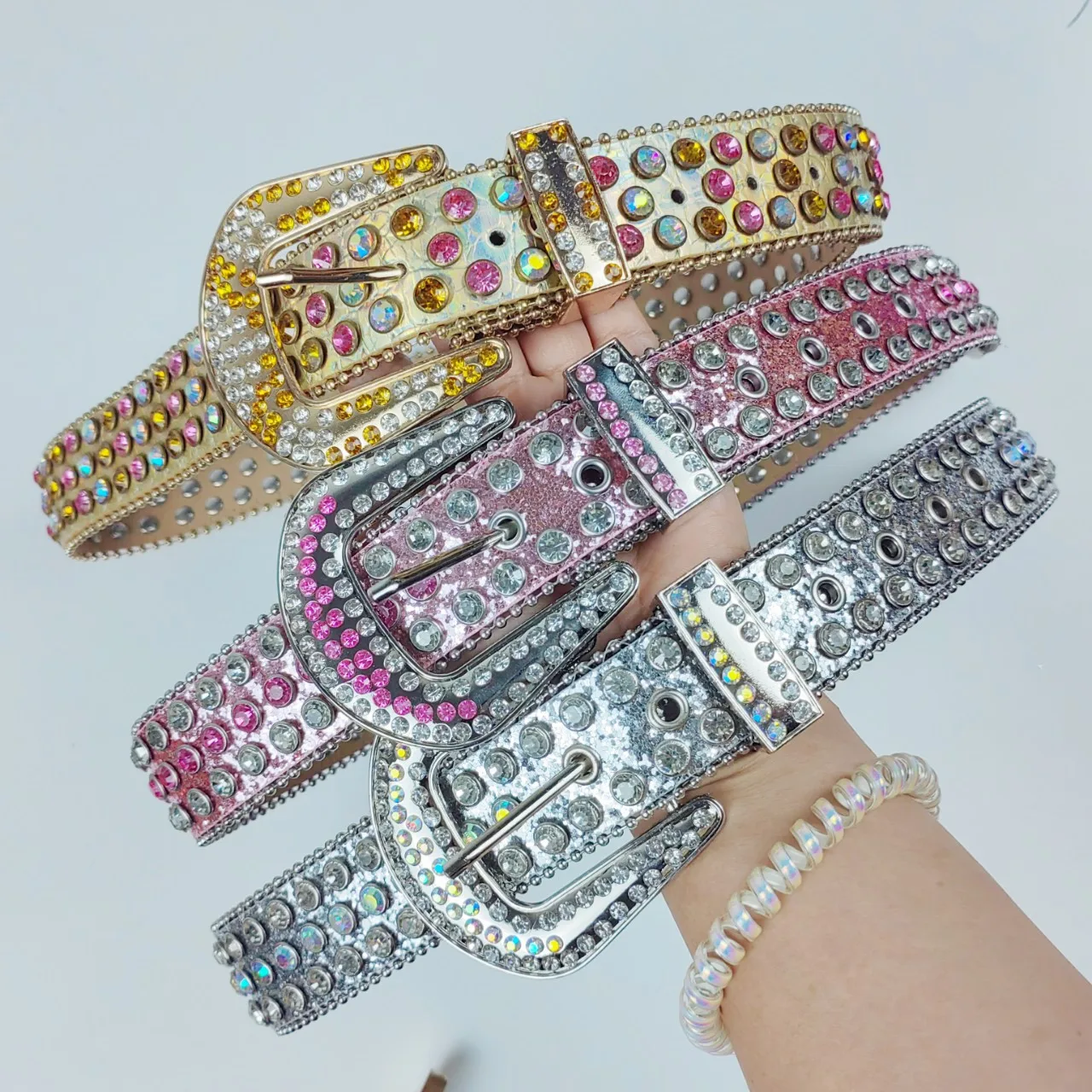 European American Hot Sale Fast Delivery Luxury Available Crystal Western Custom Belt Rhinestone Belts For Men