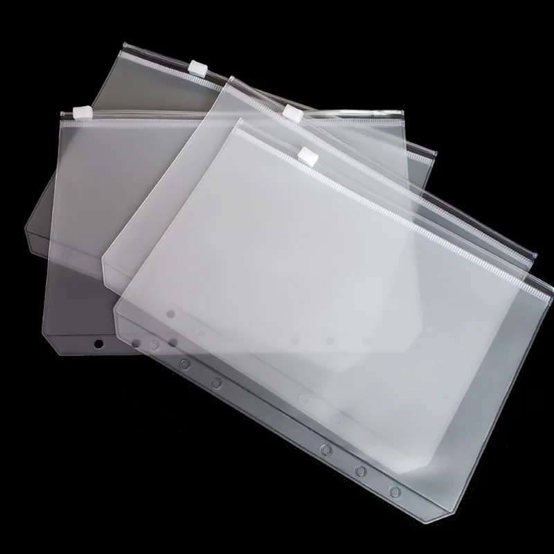 
Wholesale a5 a6 waterproof clear pvc envelope file box document bag zipper pouches with zip lock and ring holes 