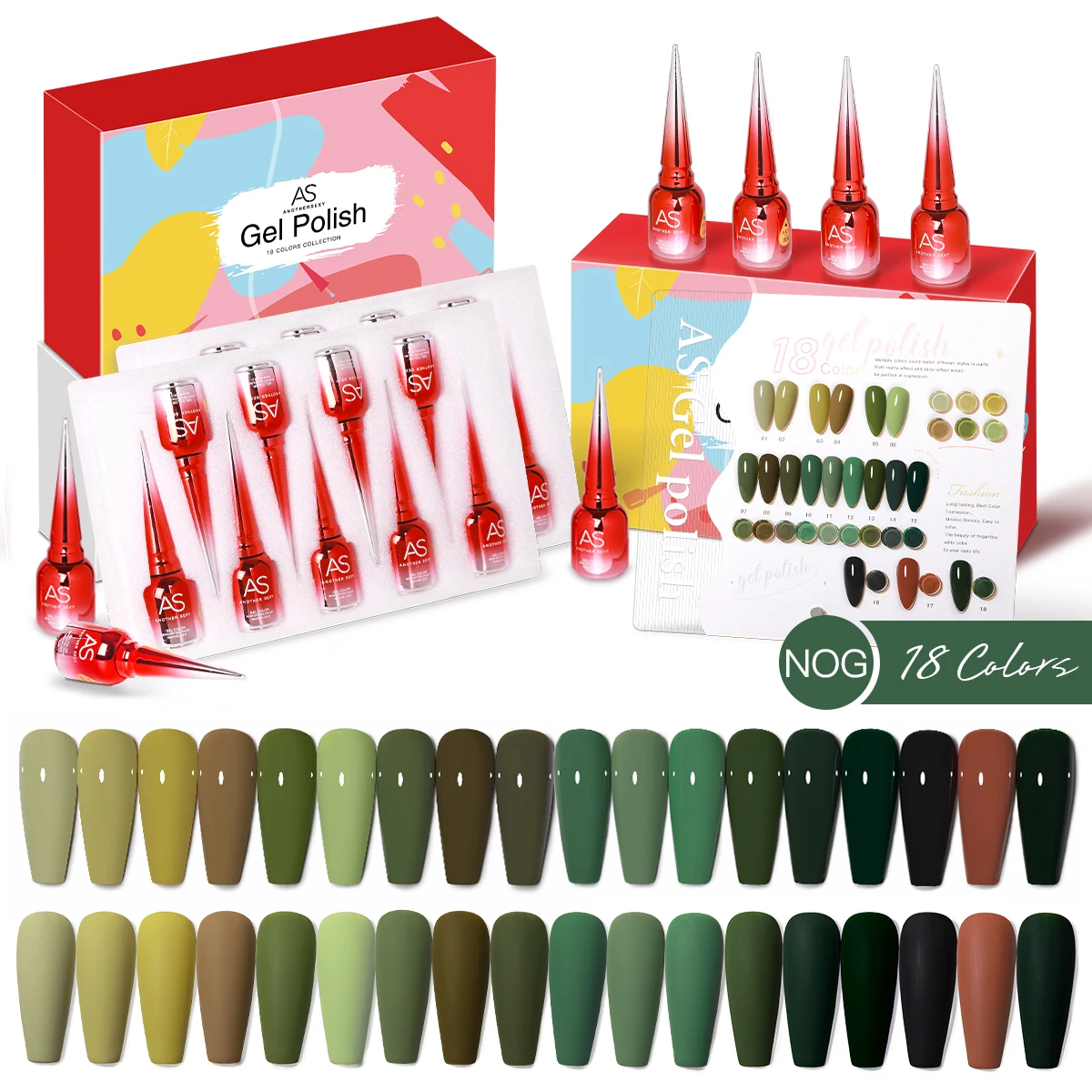 18 colors green series gel nail polish vegan Custom logo private label Semi permanent varnish soak off uv gel nail 15ml polish