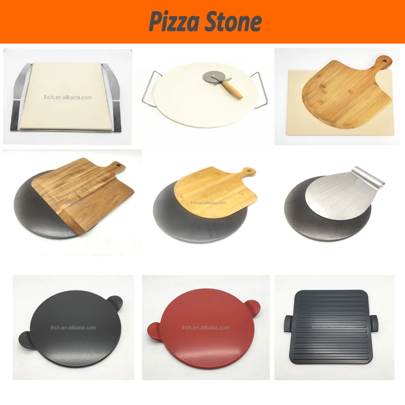 13 Inch Food Grade Refractory Baking Stone Ceramic Stone Round Black Glazed Cordierite Pizza Stone for Oven and Grill