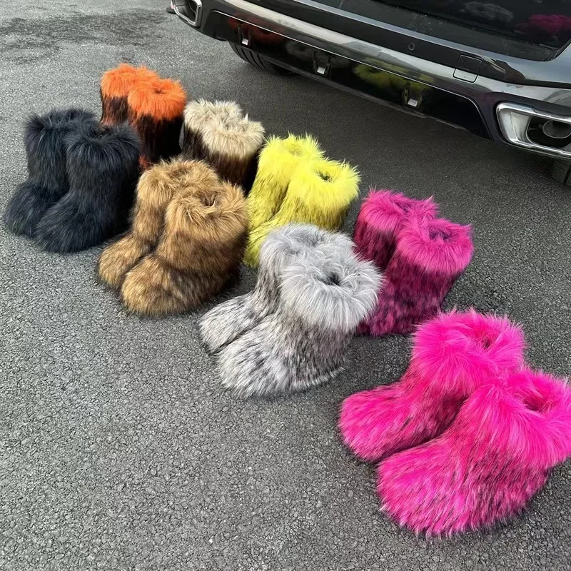 wholesale mommy and me snow boots set kids children faux fur snow boots with matching purse and headband set women winter shoes