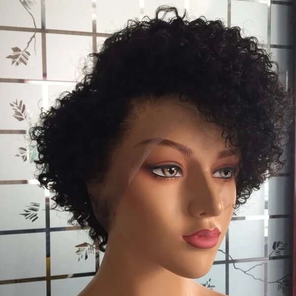 Amara best sale wave short pixie wig top quality pixie curly short wigs wholesale price lace front pixie cut wig in qingdaostock