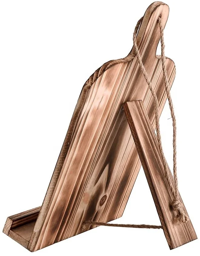 BalterFF Wooden Cookbook Stand Bracket Chopping Board Type Wood Food Menu Recipe Book Holder Cooking Book Recipe Binder Tablet