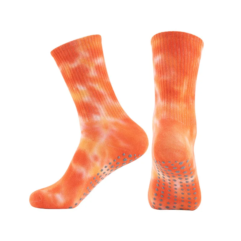 Bulk Custom Logo Women Tie Dye Socks Indoor Gym Floor Dance Training Yoga Pilates Socks Grip Non Slip Gel Bottom