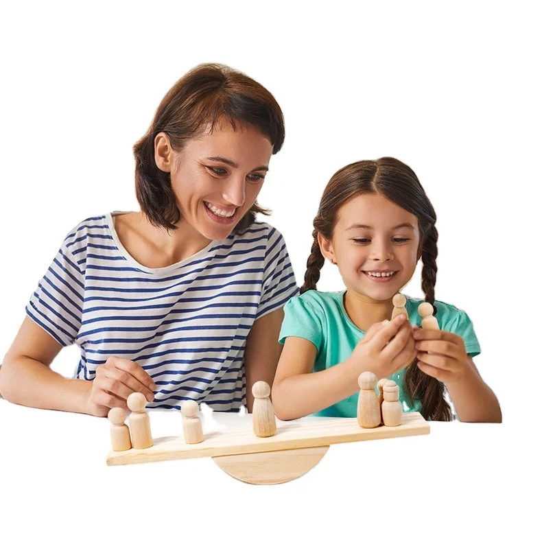 Mentessori building blocks board game diy stem wooden balance tower game for kids
